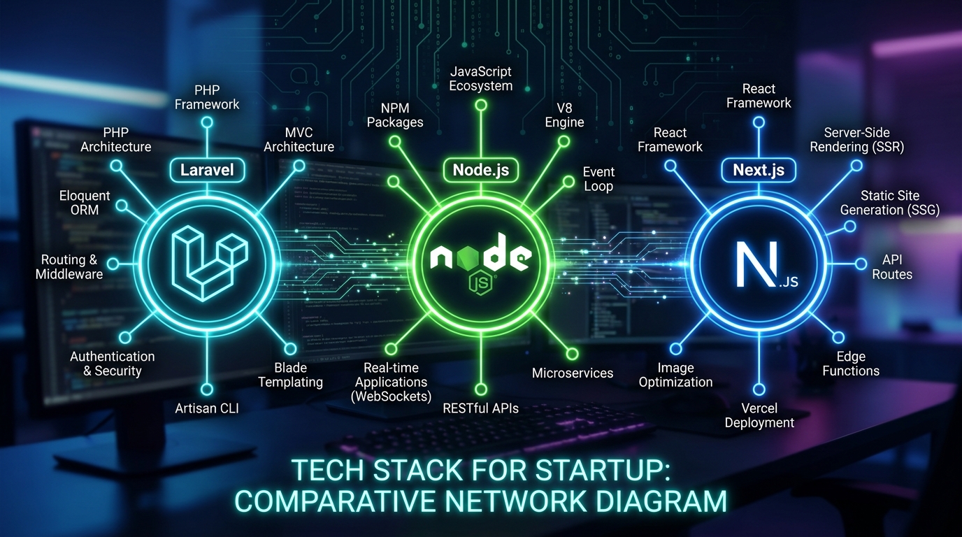 How to Choose the Right Tech Stack for Your Startup (Laravel vs. Node vs. Next.js)